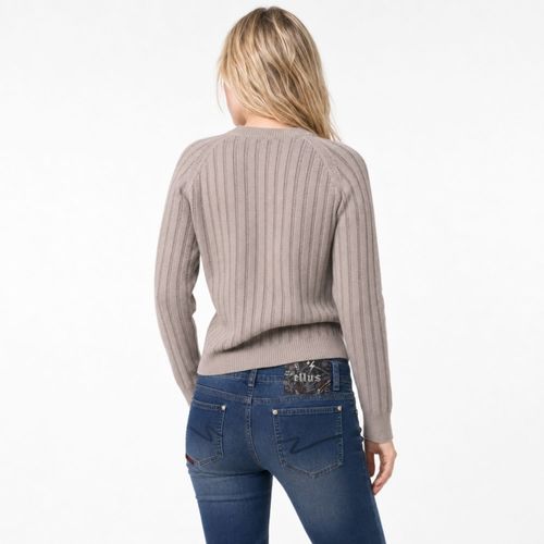 Tejido Mujer Cuello Redondo Calado Vertical