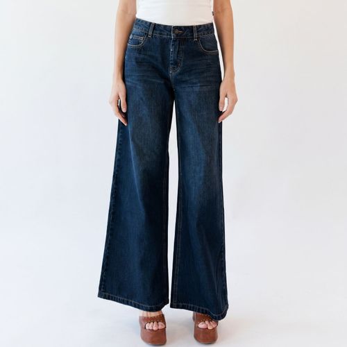 Jeans Mujer New Wide 100% Cotton Hilo en Contraste