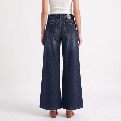 Jeans Mujer New Wide 100% Cotton Hilo en Contraste