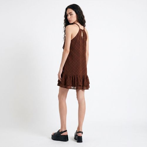 Vestido Mujer Corto Dobby Frufru