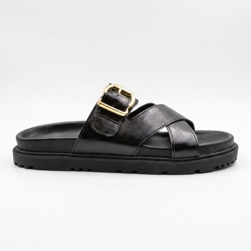 Sandalias Mujer con Broches Negra
