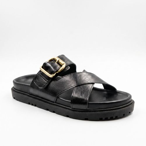 Sandalias Mujer con Broches Negra