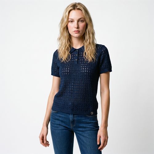 Polera Mujer MC Tejida Cuello Polo