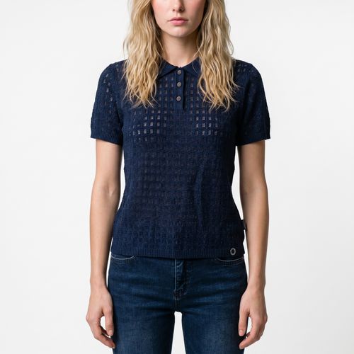 Polera Mujer MC Tejida Cuello Polo