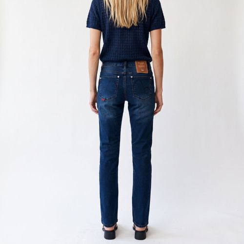 Jeans Mujer BP Janice Tiro Bajo Dk Blue Bordado