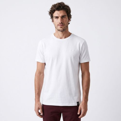 Polera Hombre MC Basica Logo Embroidery Blanco