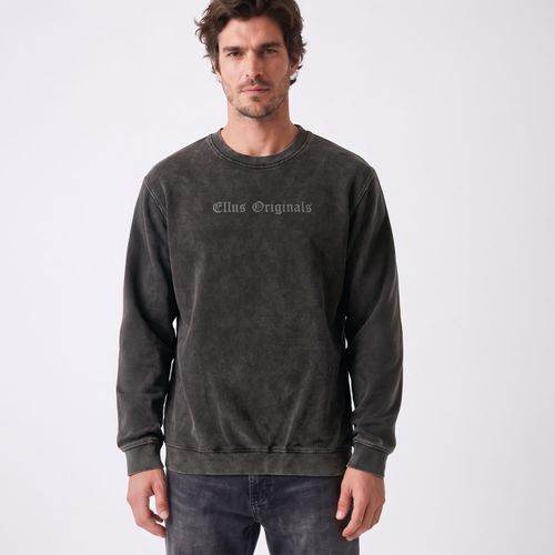 Poleron Hombre Cuello Redondo Acid Wash Negro