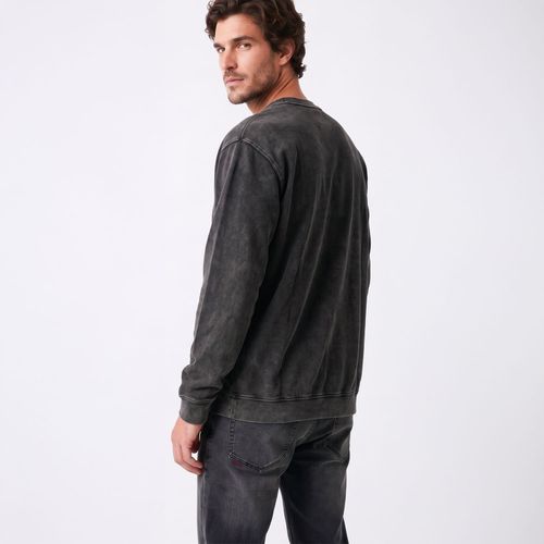 Poleron Hombre Cuello Redondo Acid Wash Negro
