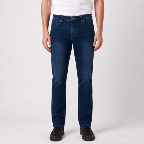 Jeans Hombre Straight Tiro Medio Básico 5 Bolsillos