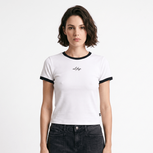 Polera Mujer MC Cuello Redondo Rib Contraste