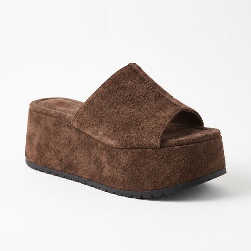 Sandalias Mujer Plataforma Suede Café