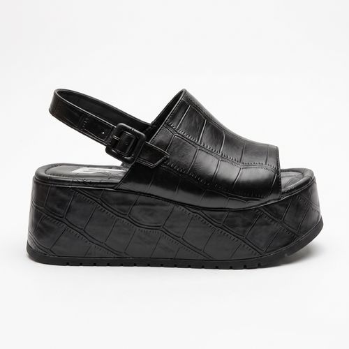 Sandalias Mujer Plataforma con Broche Efecto Cocodrilo