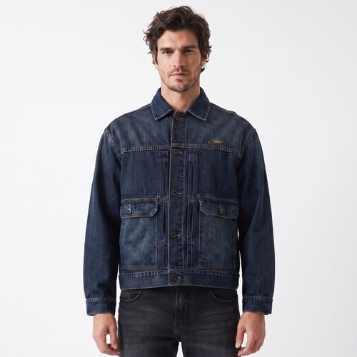 Chaqueta Hombre Bomber Med Blue 100% Cotton