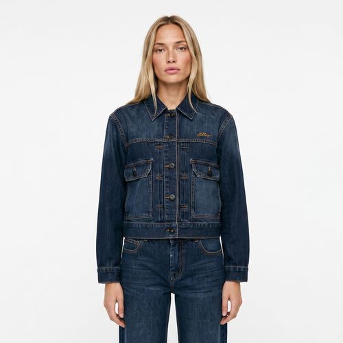 Chaqueta Denim Mujer Bomber Med Blue